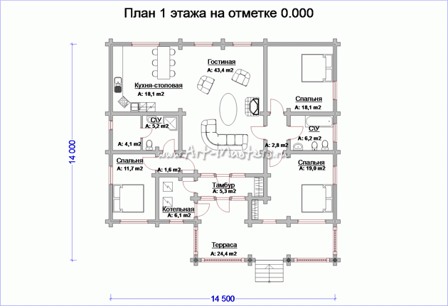 план деревянного дома Папоротник