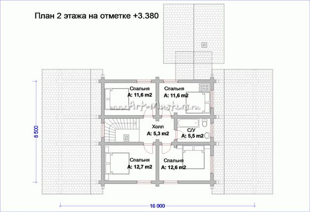 план 2 этажа деревянного дома Таежный-21