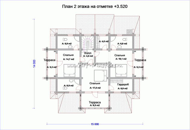 план 2 этажа деревянного дома Боровик-236