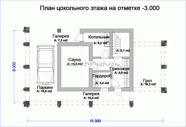 план 1 этажа деревянного дома Эдельвейс