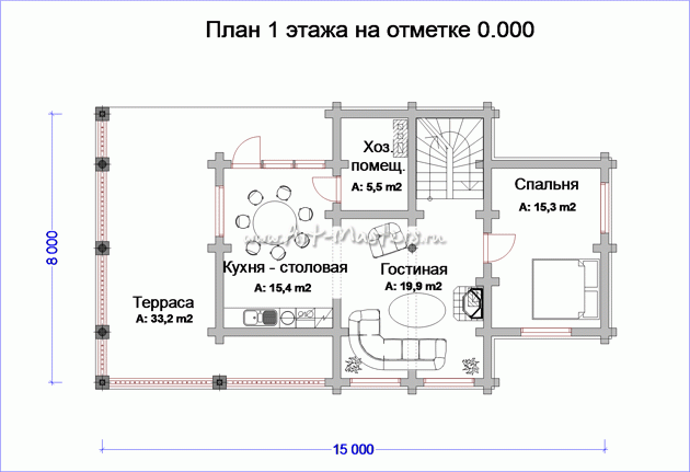 план 2 этажа деревянного дома Эдельвейс