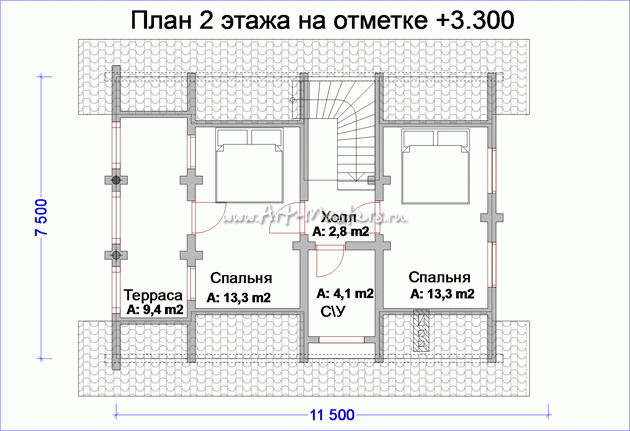 план 2 этажа деревянного дома Боровик-100