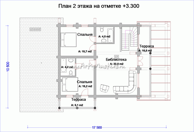 план 2 этажа деревянного дома Аврора
