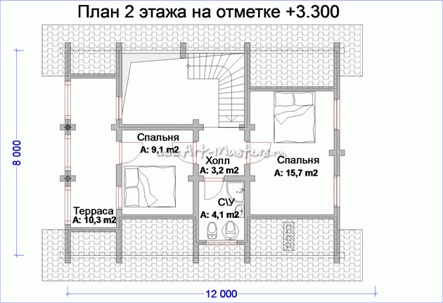 план 2 этаж деревянного дома Боровик-120