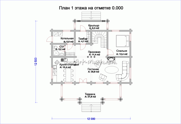 план 3 этажа деревянного дома Боровик-175YV2