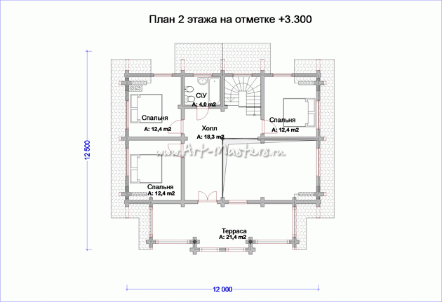 план 2 этажа деревянного дома Боровик-189Y