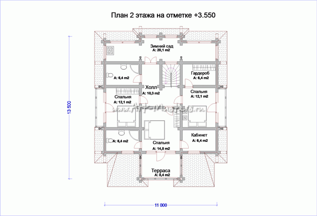 план 2 этажа деревянного дома Боровик-223Y
