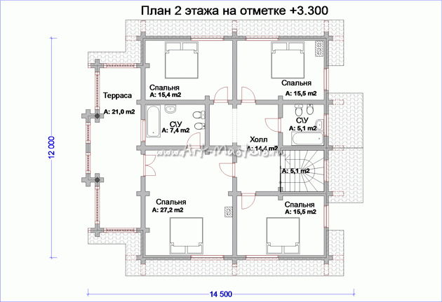 план 2 этажа деревянного дома Боровик-230v2N