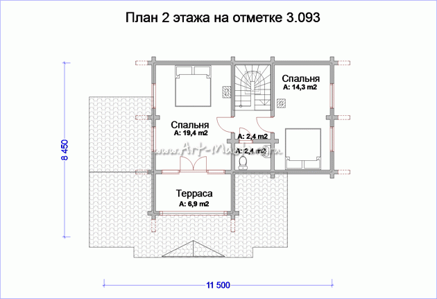 план 2 этаж деревянного дома Облако-23