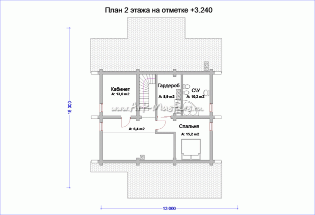 план 2 этажа деревянного дома Дубрава-24V2