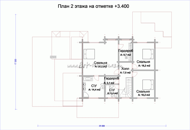 план 2 этажа деревянного дома Эльбрус