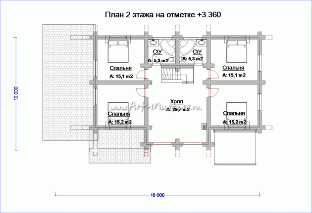 план 2 этажа деревянного дома Клен-23