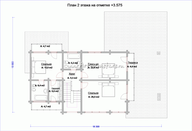 план 2 этажа деревянного дома Кубер-21