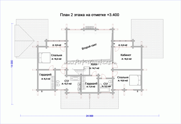 план 2 этажа деревянного дома Монте-Карло-22