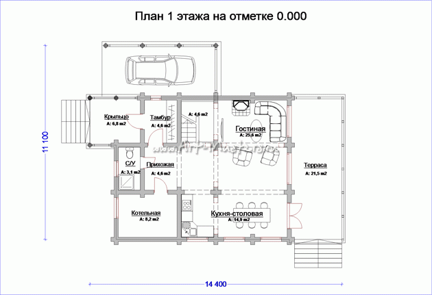 план 1 этажа деревянного дома Сказка