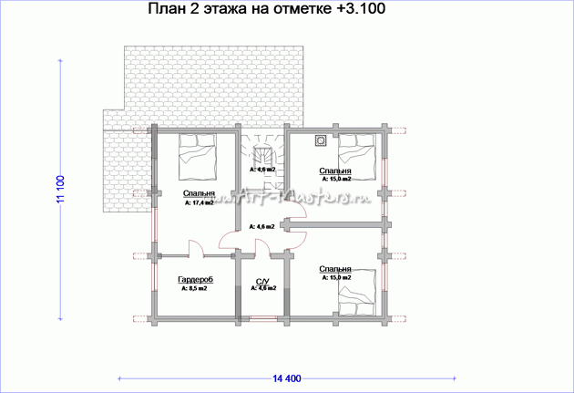 план 2 этажа деревянного дома Сказка